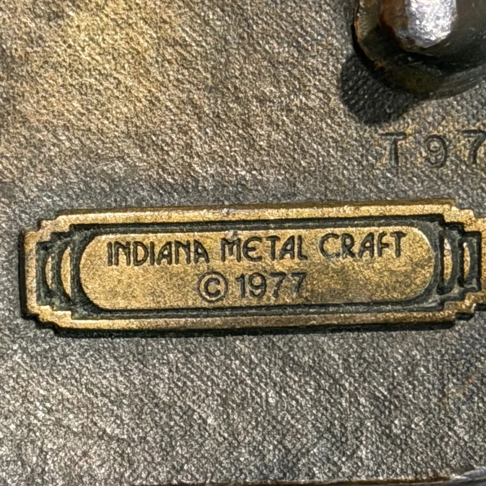 Vintage 1977 Indiana‎ Metal Craft Bald Eagle Belt Buckle Bronze Tone Distressed